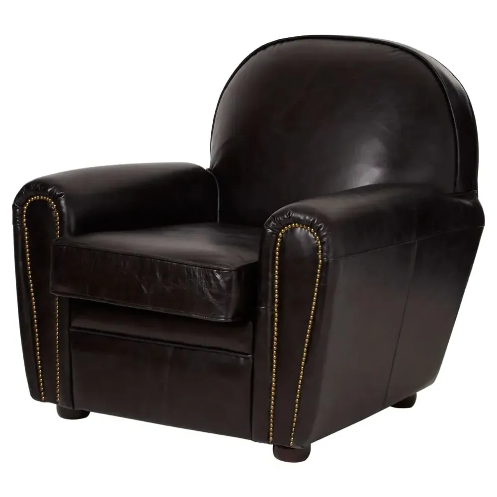 Viroqua Armchair - Black, Genuine Leather