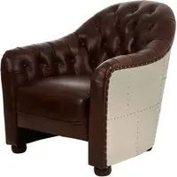 Viroqua Armchair - Brown, Genuine Leather