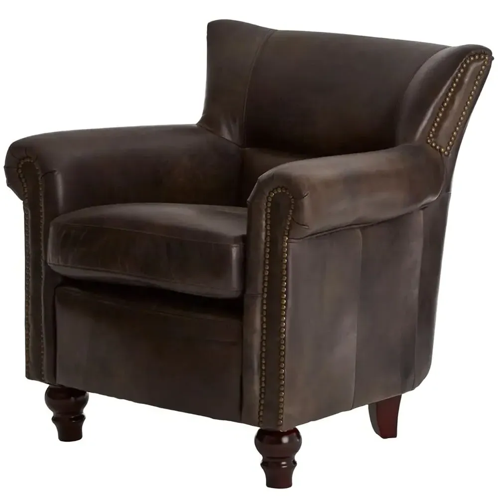 Viroqua Armchair - Dark Grey, Genuine Leather
