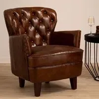Viroqua Bedroom Chair - Brown, Genuine Leather