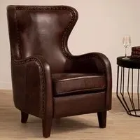 Viroqua Bedroom Chair - Dark Coffee, Genuine Leather