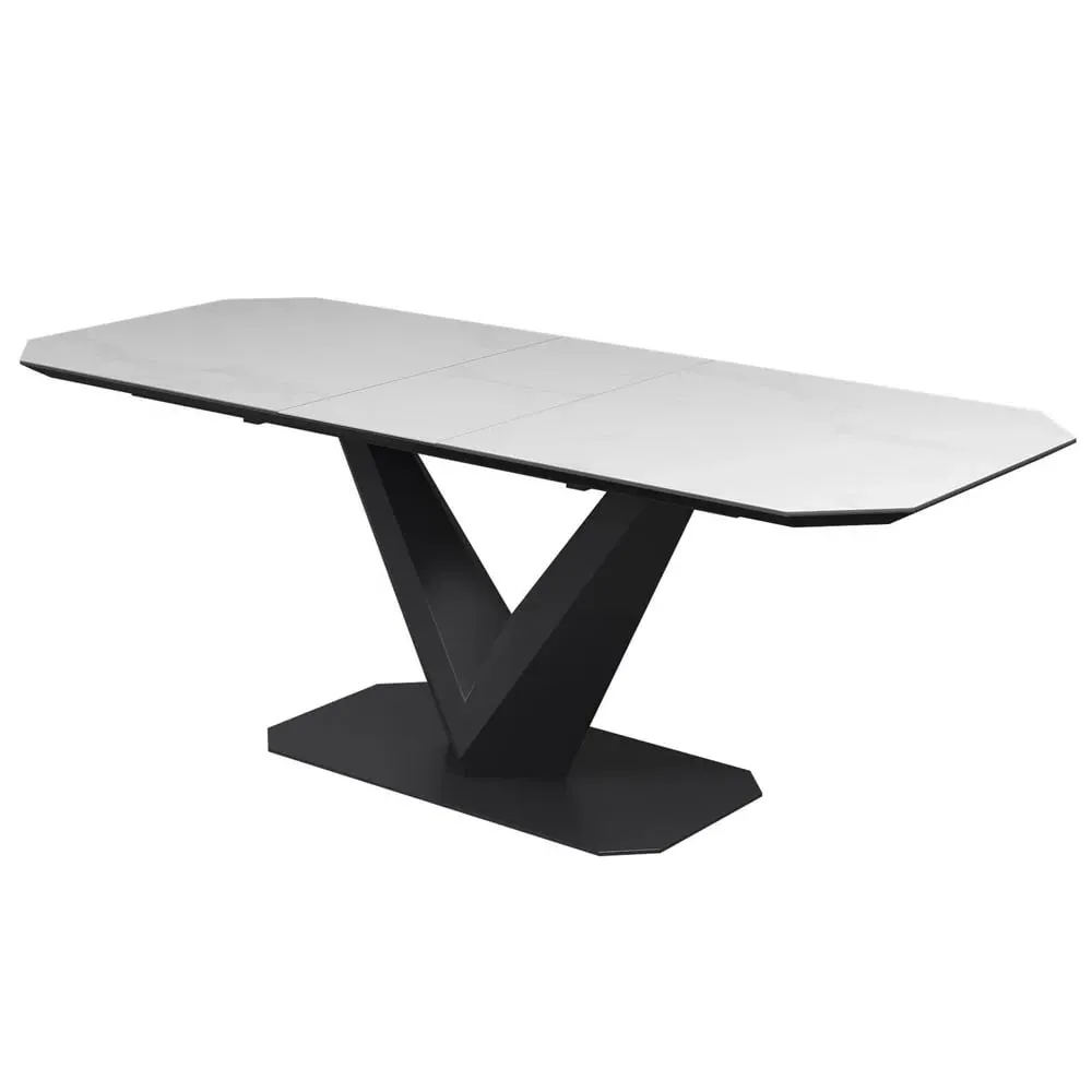 Viroqua Ceramic Extending Dining Table - Matt White