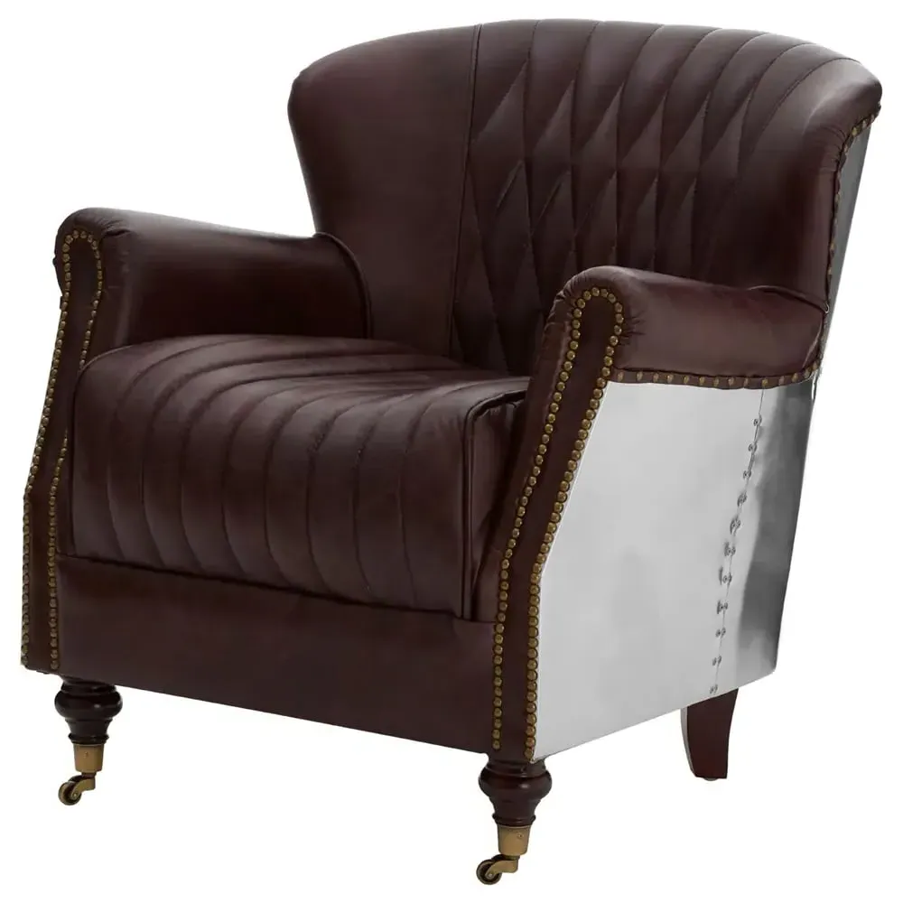 Viroqua Genuine Leather Armchair - Coffee
