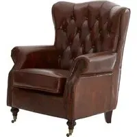 Viroqua Genuine Leather Scroll Armchair - Brown