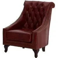Viroqua Genuine Leather Studded Armchair - Red