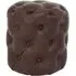 Viroqua Round Stool with Button Tufting - Coffee, Leather