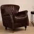 Viroqua Winged Armchair - Coffee, Genuine Leather