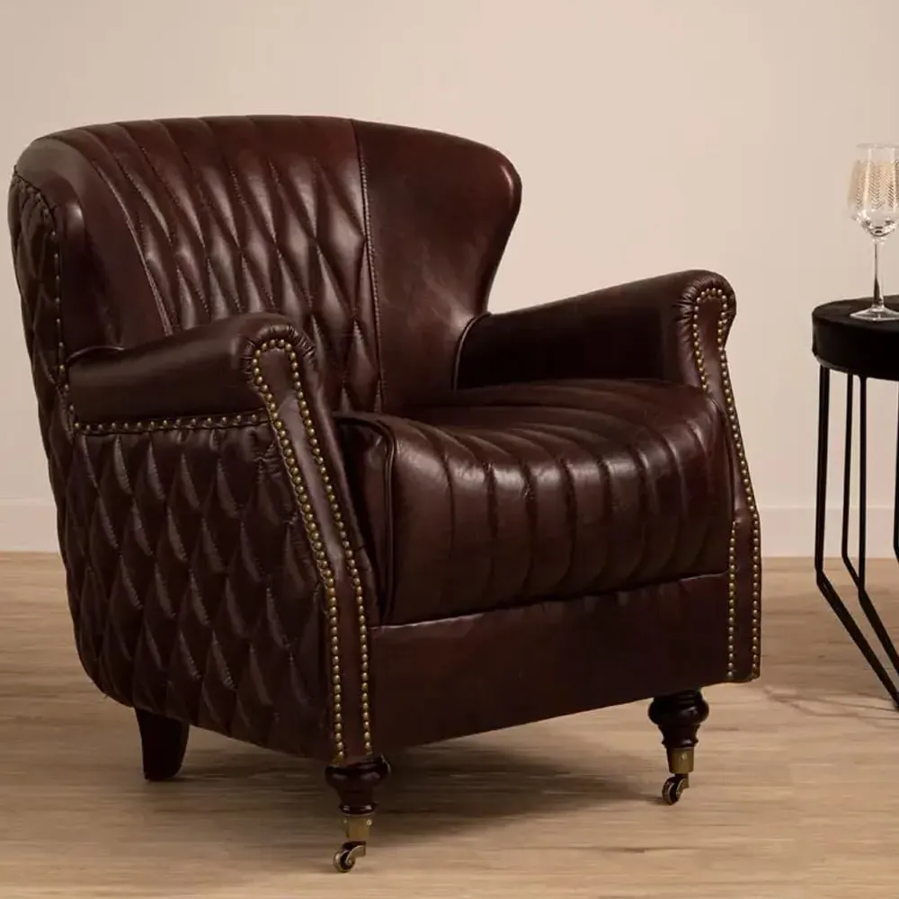 Viroqua Winged Armchair - Coffee, Genuine Leather image