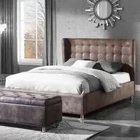 Visala Double Bed - Antique Brown, Fabric