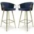 Visalia Bar Stools with Armrests - Blue, Fabric