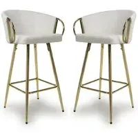 Visalia Bar Stools with Armrests - Cream, Fabric