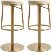 Visalia Bar Stools with Footrest - Barley, PU Leather