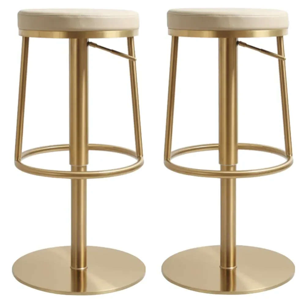 Visalia Bar Stools with Footrest - Barley, PU Leather