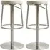 Visalia Bar Stools with Footrest - Light Grey, PU Leather