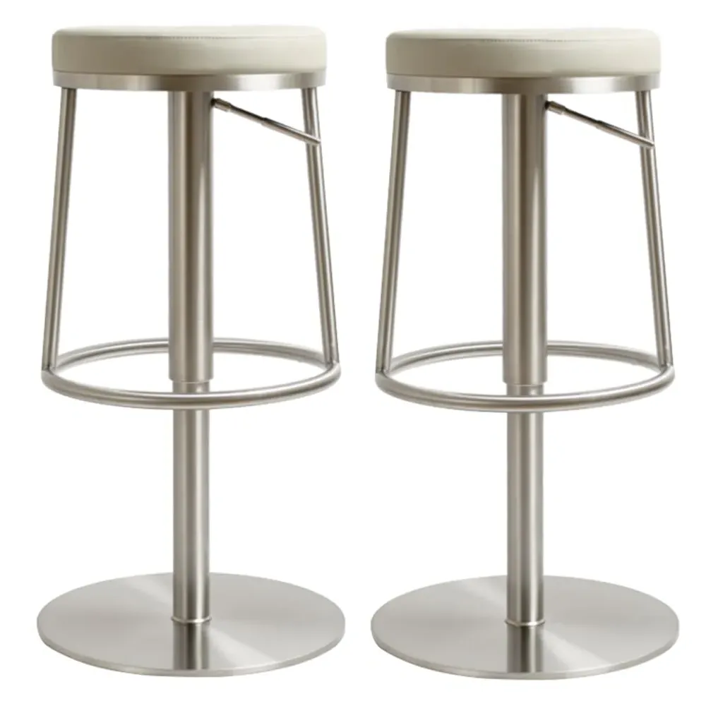 Visalia Bar Stools with Footrest - Light Grey, PU Leather image