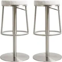 Visalia Bar Stools with Footrest - Silver Grey, Fabric