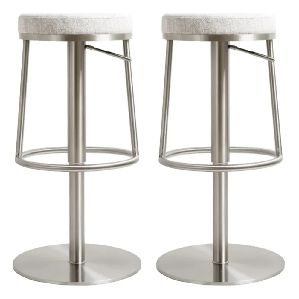 Visalia Bar Stools with Footrest - Silver Grey, Fabric