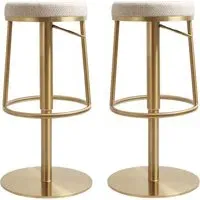 Visalia Bar Stools with Footrest - Wheat, Fabric