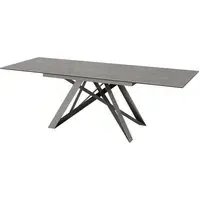 Visalia Ceramic Glass Extending Dining Table - Slate Grey