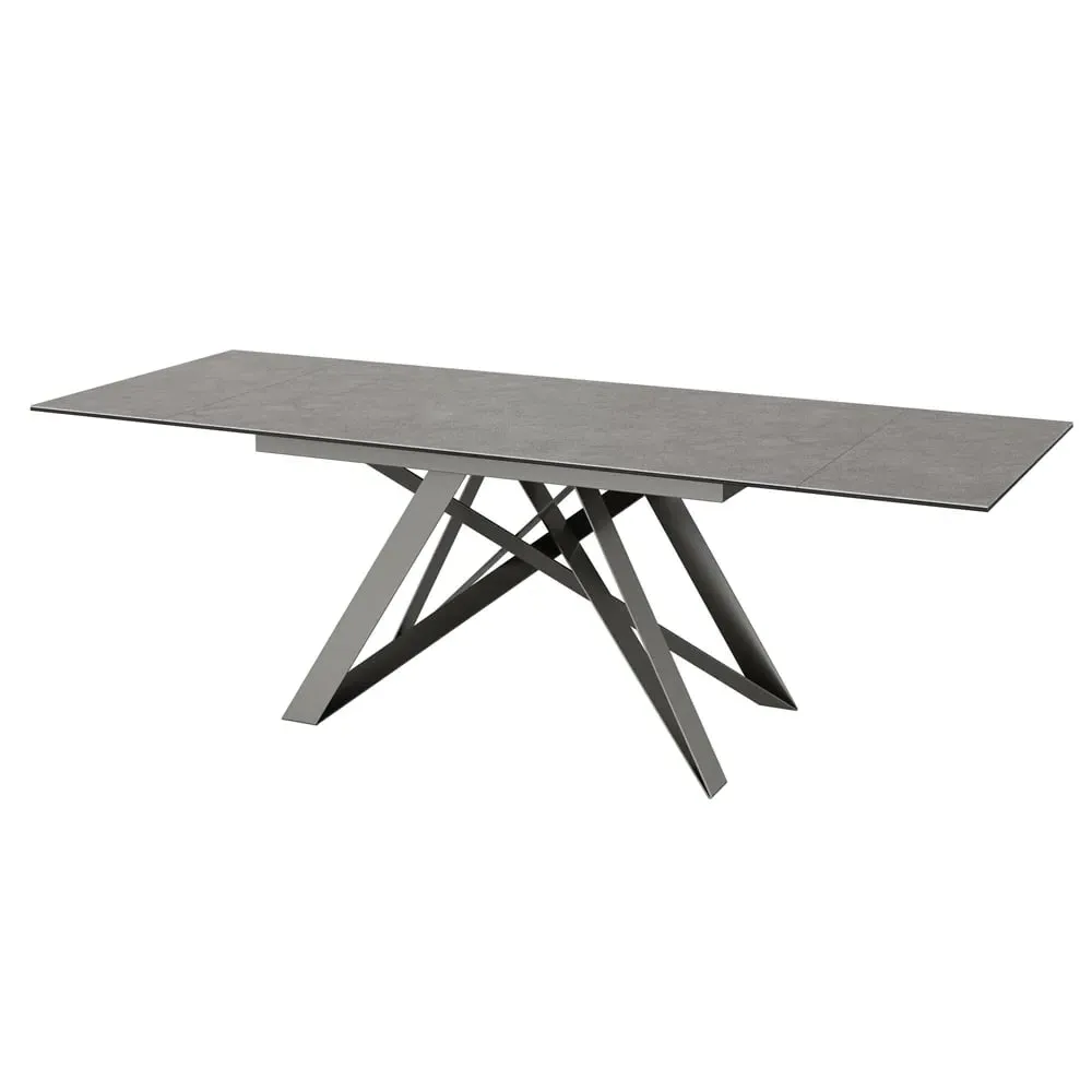 Visalia Ceramic Glass Extending Dining Table - Slate Grey image