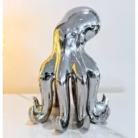Visalia Small Ceramic Octopus Ornament - Chrome