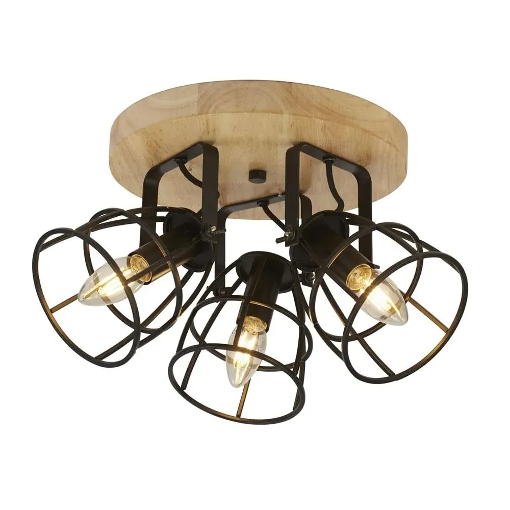 Vision 3 Light Round Ceiling Light - Black