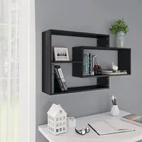 Visola Rectangular Wall Shelves - Black, Chipboard