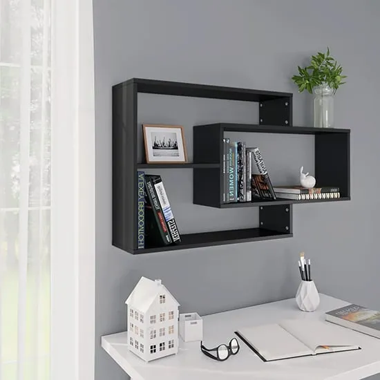 Visola Rectangular Wall Shelves - Black, Chipboard
