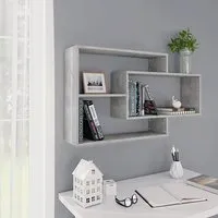 Visola Rectangular Wall Shelves - Concrete Effect, Chipboard