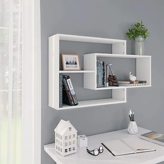 Visola Rectangular Wall Shelves - White, Chipboard image