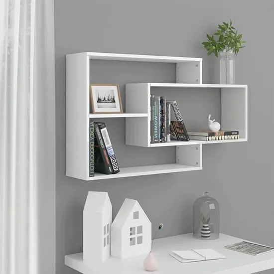 Visola Rectangular Wall Shelves - White, High Gloss image