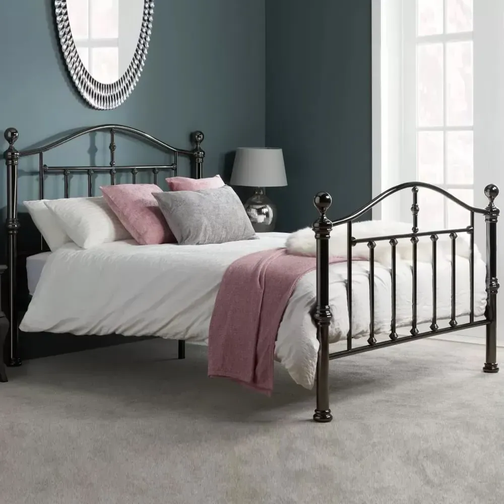 Vittorio King Size Bed Frame - Nickel, Metal