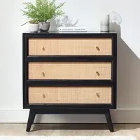 Vlore 3-Drawer Chest of Drawers - Black, Mango Wood