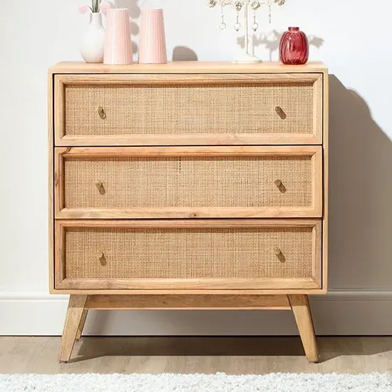 Vlore 3-Drawer Chest of Drawers - Natural, Mango Wood