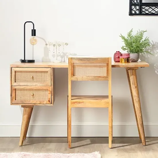 Vlore Computer Desk with 2 Drawers - Natural, Mango Wood