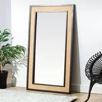 Vlore Floor Mirror - Black, Mango Wood