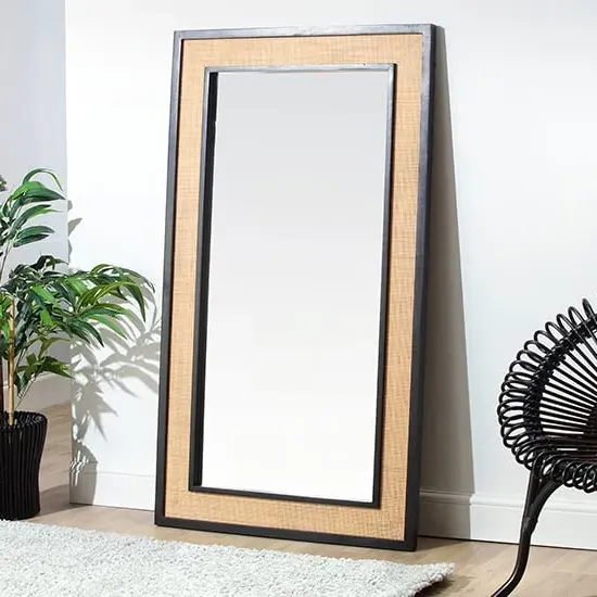 Vlore Floor Mirror - Black, Mango Wood image