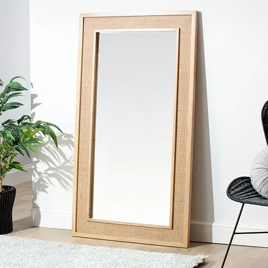 Vlore Floor Mirror - Natural, Mango Wood