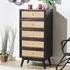 Vlore Narrow 5-Drawer Chest of Drawers - Black, Mango Wood