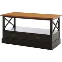 Vorgo Coffee Table with 2 Drawers - Black, Fir Wood