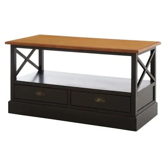 Vorgo Coffee Table with 2 Drawers - Black, Fir Wood image