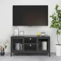 Voss Steel TV Stand with 2 Doors - Anthracite, Steel