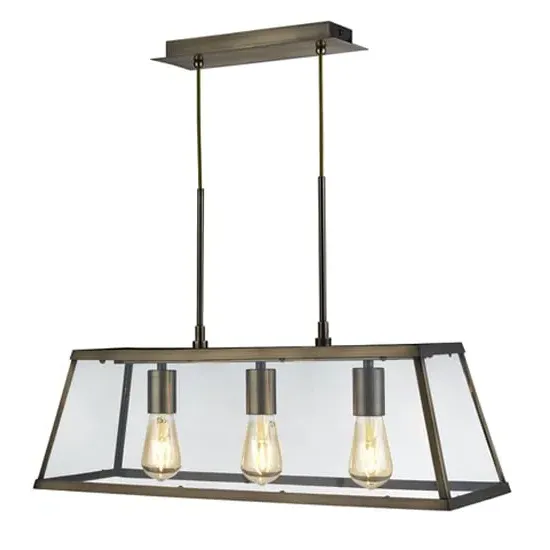 Voyager 3-Light Bar Pendant Light - Clear, Antique Brass image