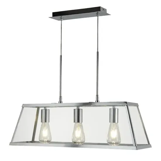 Voyager 3-Light Bar Pendant Light - Clear, Chrome