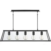 Voyager 5 Light Lantern - Matt Black, Clear Glass