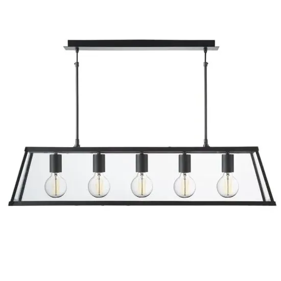 Voyager 5 Light Lantern - Matt Black, Clear Glass image