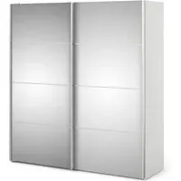 Vrok 2-Door Mirrored Wardrobe with Shelves - White