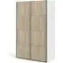 Vrok Sliding Wardrobe with 2 Shelves - White, Oak