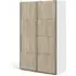 Vrok Sliding Wardrobe with 5 Shelves - White, Oak