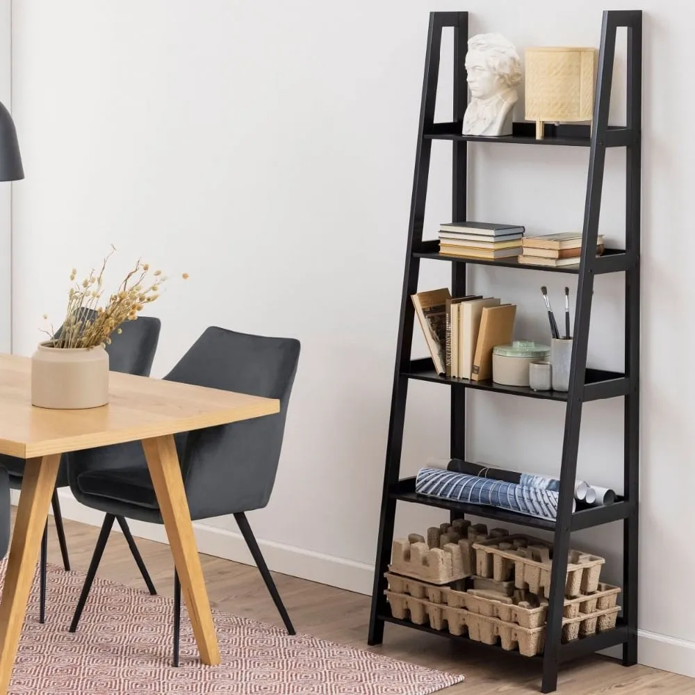 Wabash 5-Shelf Bookcase - Black, Wood